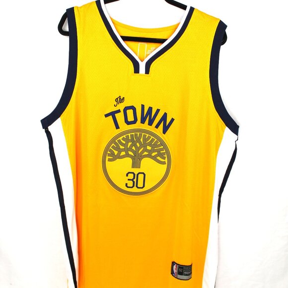 AUTHENTICS NBA GOLDEN STATE WARRIORS STEPH CURRY THE TOWN JERSEY GOLD #30 SZ 58